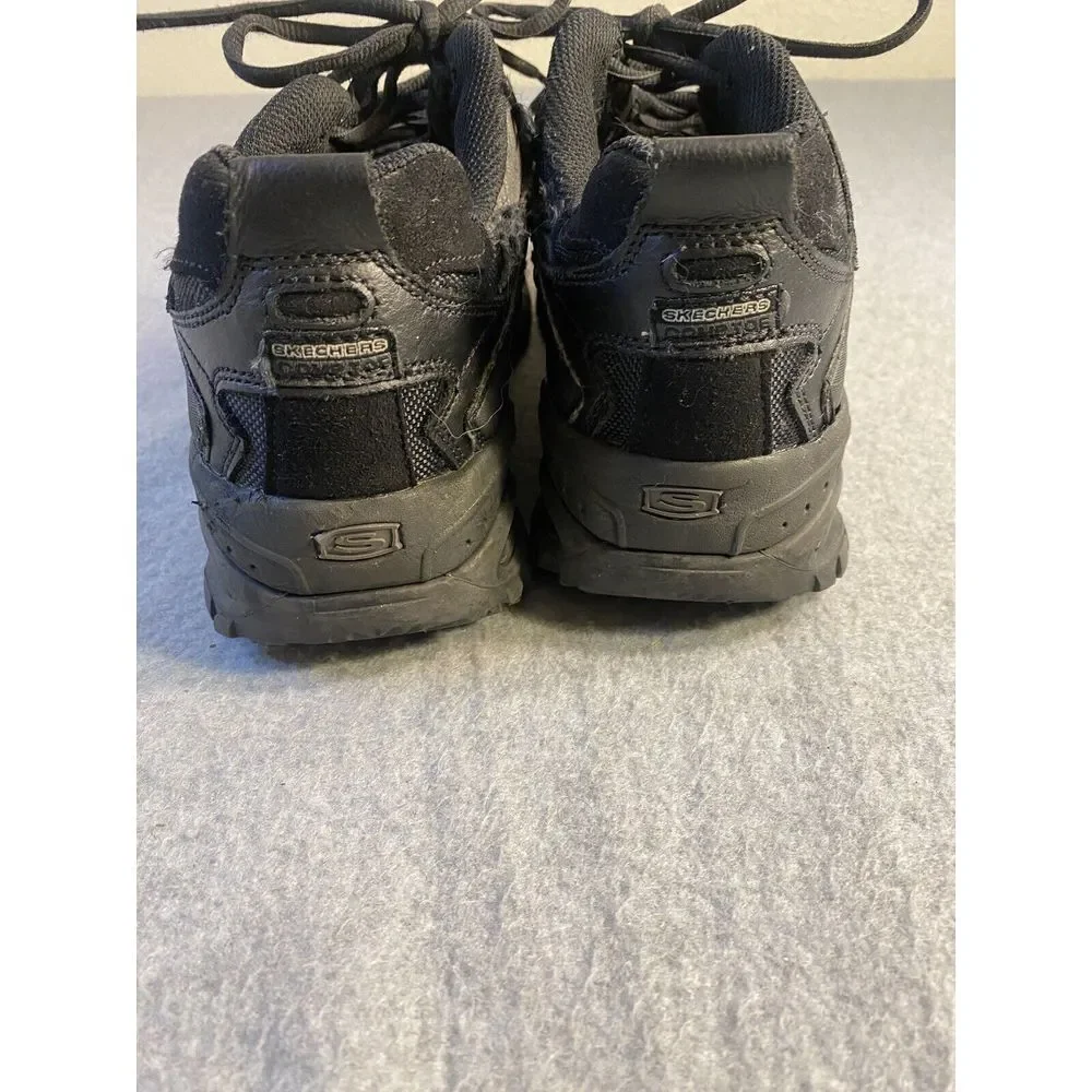 Black PU leather‎ relaxed fit men work safety steel toe shoes size 7 Skechers